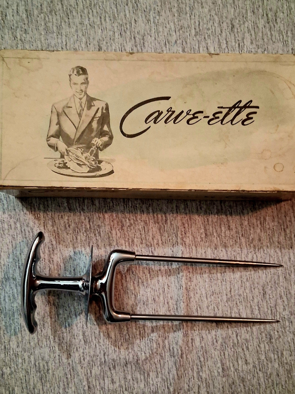 Vintage Carve-ette Stainless Steel Carving Fork With Origina Box